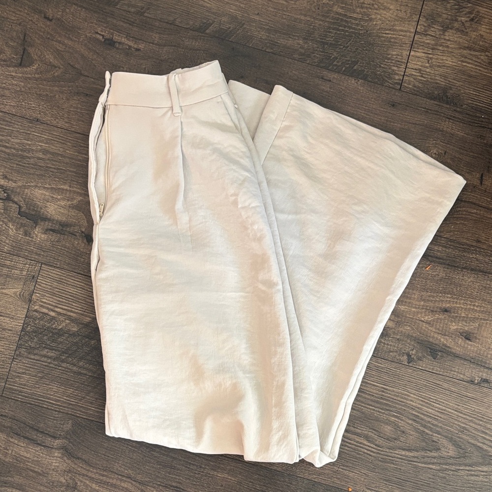 Women's Cream Wide-Leg Pants